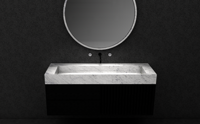 GALLARIA ELAN RECTANGULAR CARRARA WHITE STONE WASHPLANE 800MM