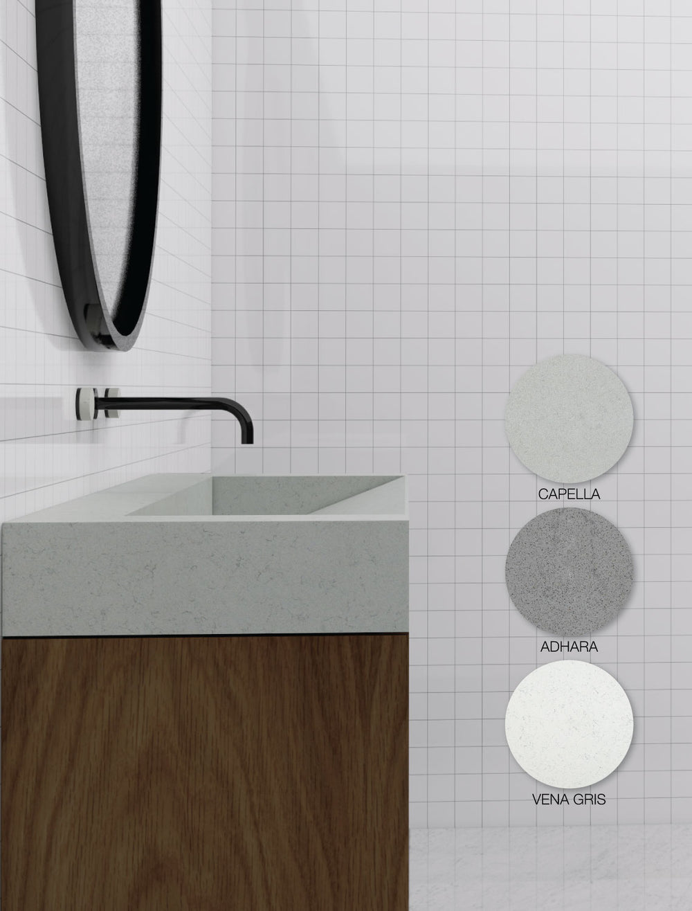 GALLARIA ELAN RECTANGULAR DELUXE WASHPLANE 1200MM VENA GRIS