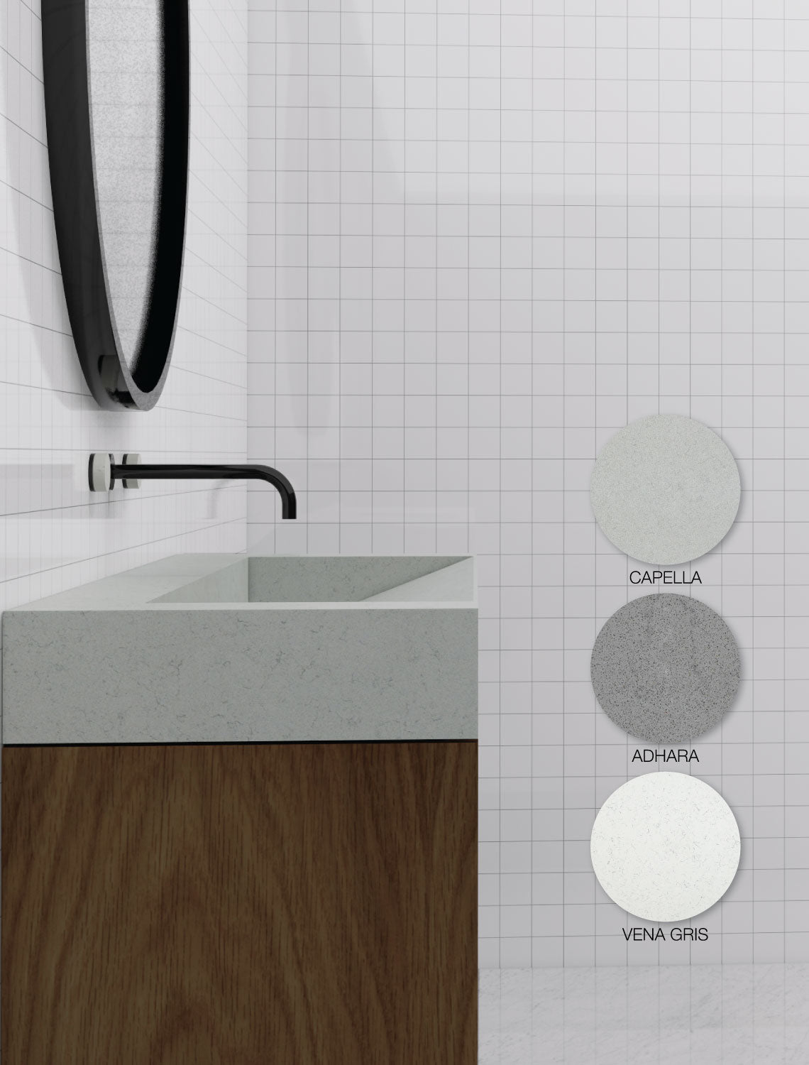 GALLARIA ELAN RECTANGULAR DELUXE WASHPLANE 1200MM VENA GRIS