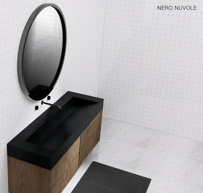 GALLARIA ELAN RECTANGULAR ELEMENTS STONE WASHPLANE 800MM NERO NUVOLE