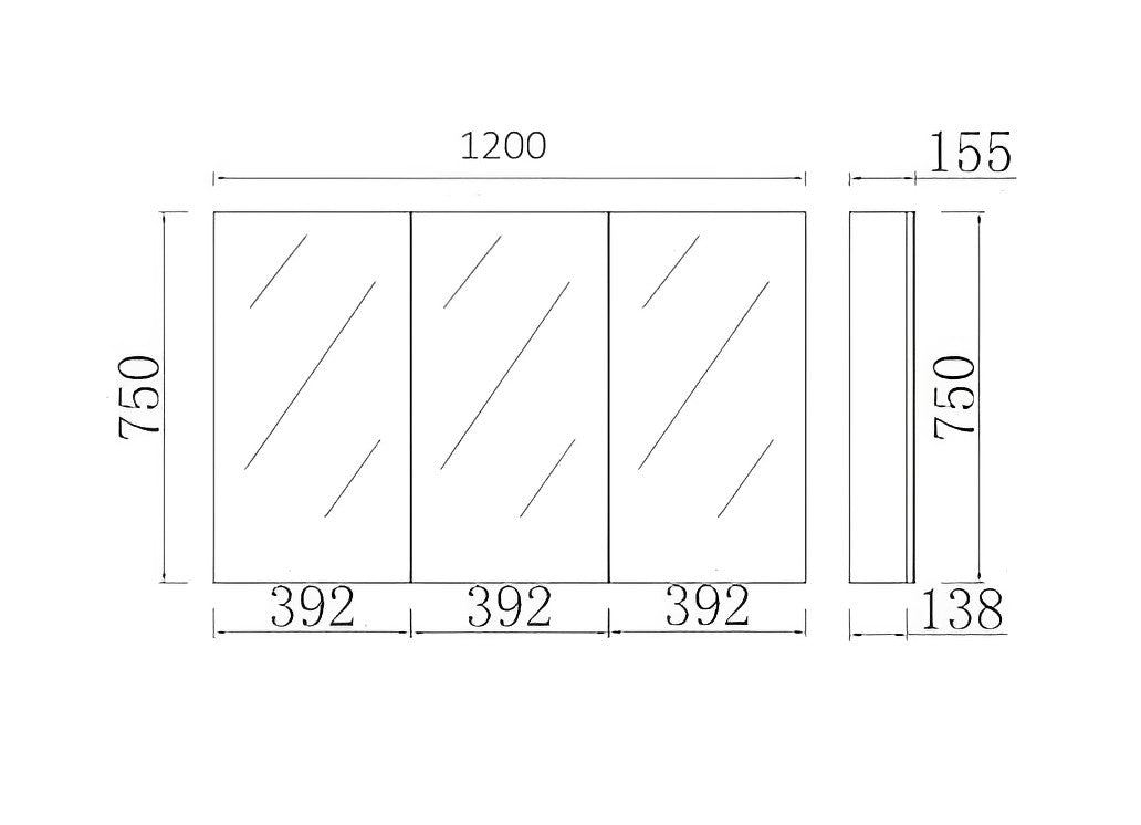 POSEIDON OAK EVIE MIRROR SHAVING CABINET 1200X750MM