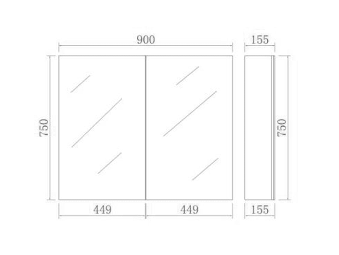 POSEIDON OAK EVIE MIRROR SHAVING CABINET 900X750MM