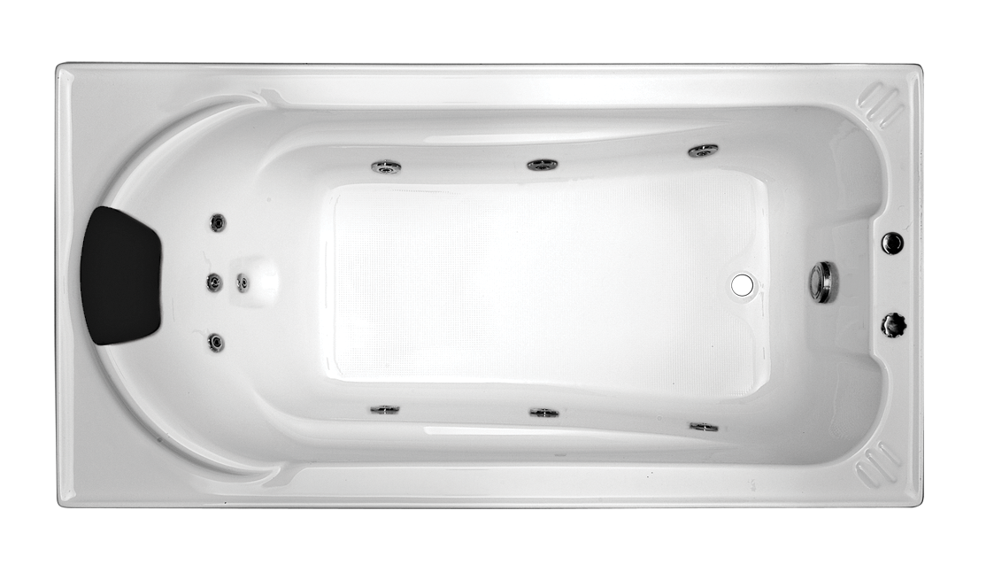 BROADWAY MONTILLO SPA BATH GLOSS WHITE 1670MM WITH 10-JETS