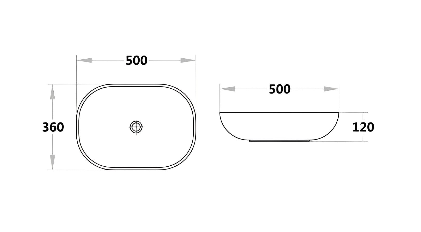 POSEIDON SOLID SURFACE BASIN WHITE 500MM