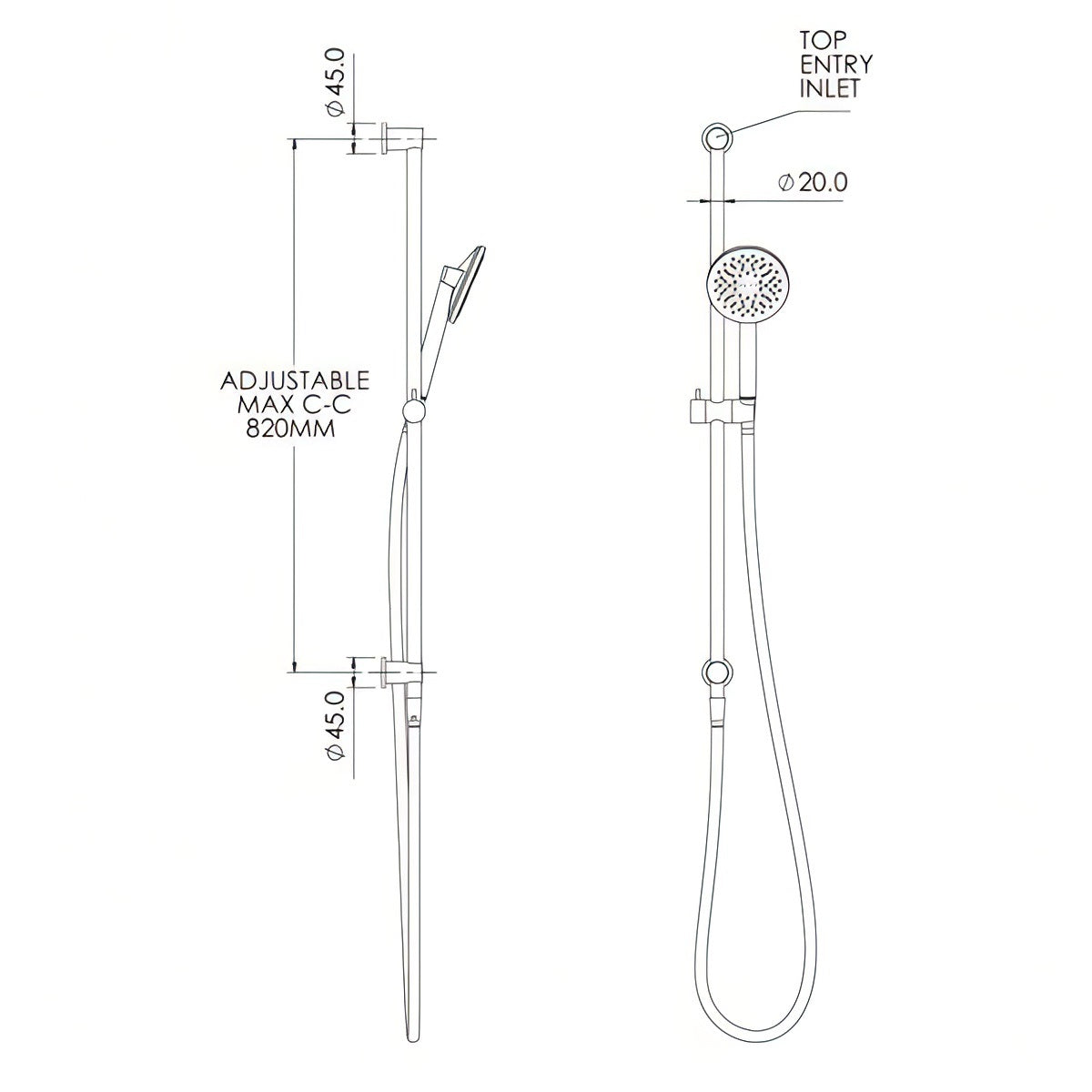 FELTON TATE AERLUX SINGLE SPRAY SLIDE SHOWER GUN METAL