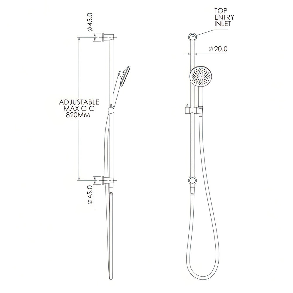 FELTON TATE AERLUX SINGLE SPRAY SLIDE SHOWER BRUSHED BRONZE