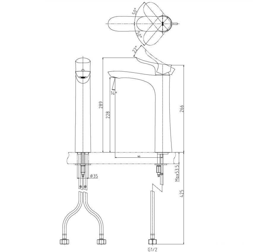 TOTO GO TALL BASIN MIXER CHROME