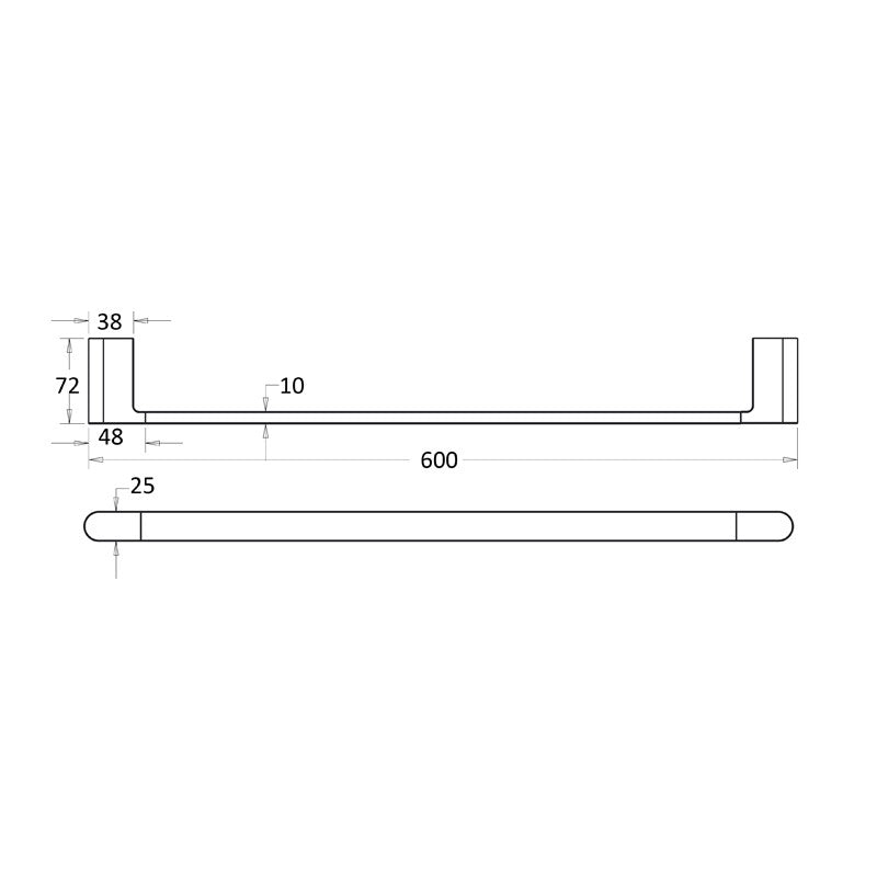 IKON FLORES SINGLE NON-HEATED TOWEL RAIL MATTE BLACK 600MM AND 800MM