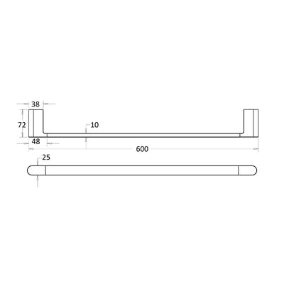 IKON FLORES SINGLE NON-HEATED TOWEL RAIL BRUSHED NICKEL 600MM AND 800MM