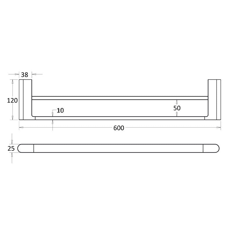 IKON FLORES DOUBLE NON-HEATED TOWEL RAIL CHROME 600MM AND 800MM