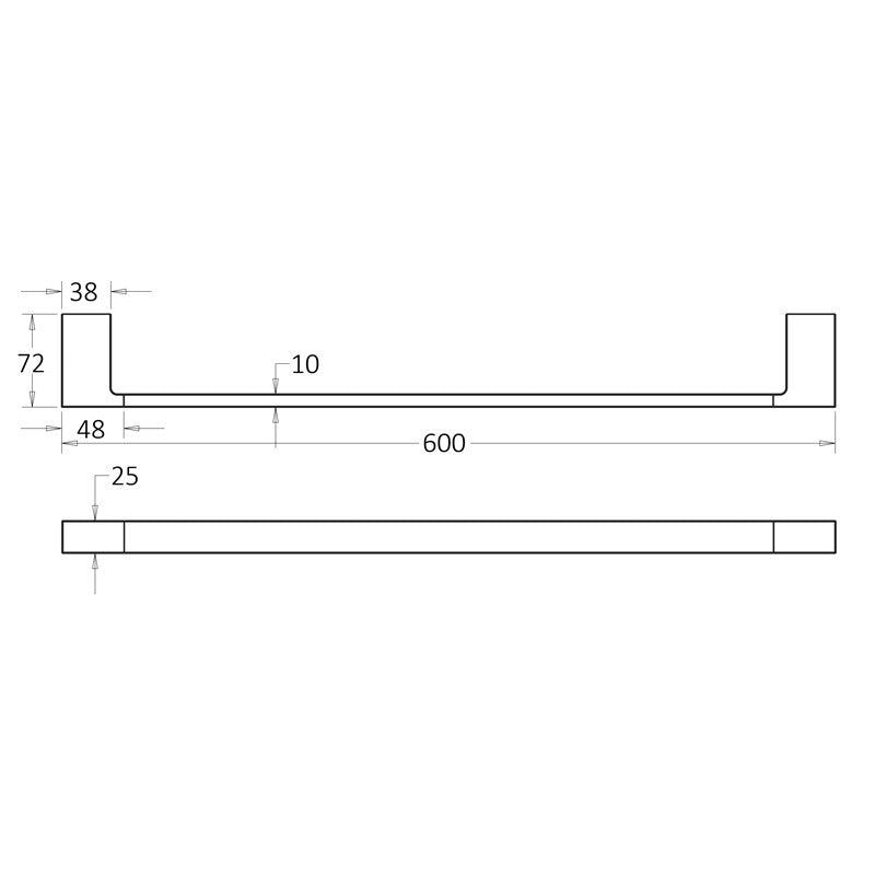 IKON CERAM SINGLE NON-HEATED TOWEL RAIL CHROME 600MM AND 800MM