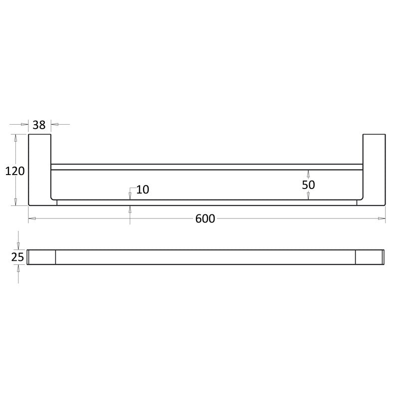 IKON CERAM DOUBLE NON-HEATED TOWEL RAIL BRUSHED NICKEL 600MM AND 800MM