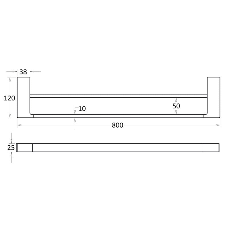 IKON CERAM DOUBLE NON-HEATED TOWEL RAIL MATTE BLACK 600MM AND 800MM