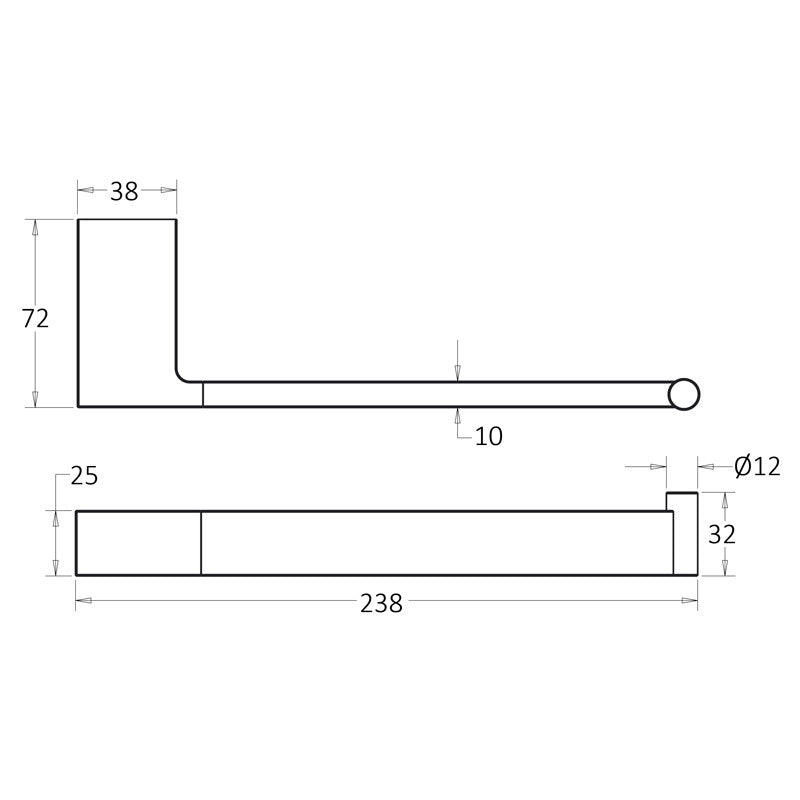 IKON CERAM TOWEL BAR BRUSHED GOLD 238MM