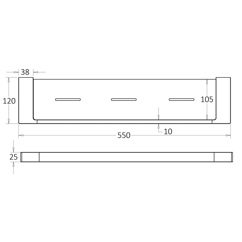 IKON CERAM COSMETIC SHELF BRUSHED GOLD 550MM