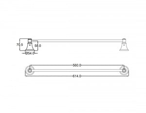 IKON CLASICO NON-HEATED SINGLE TOWEL RAIL CHROME 600MM