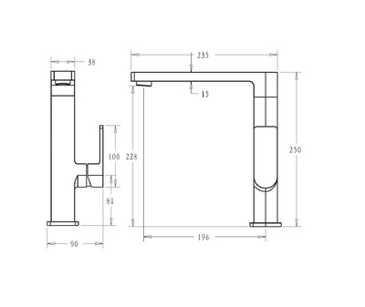 IKON FLORES KITCHEN MIXER 250MM BRUSHED GOLD