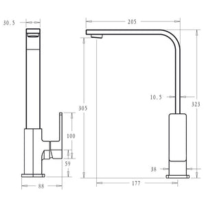 IKON CERAM SINK MIXER 323MM CHROME