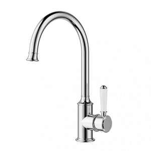 IKON CLASICO LEAD FREE GOOSENECK SINK MIXER 340MM CHROME (CERAMIC HANDLE)