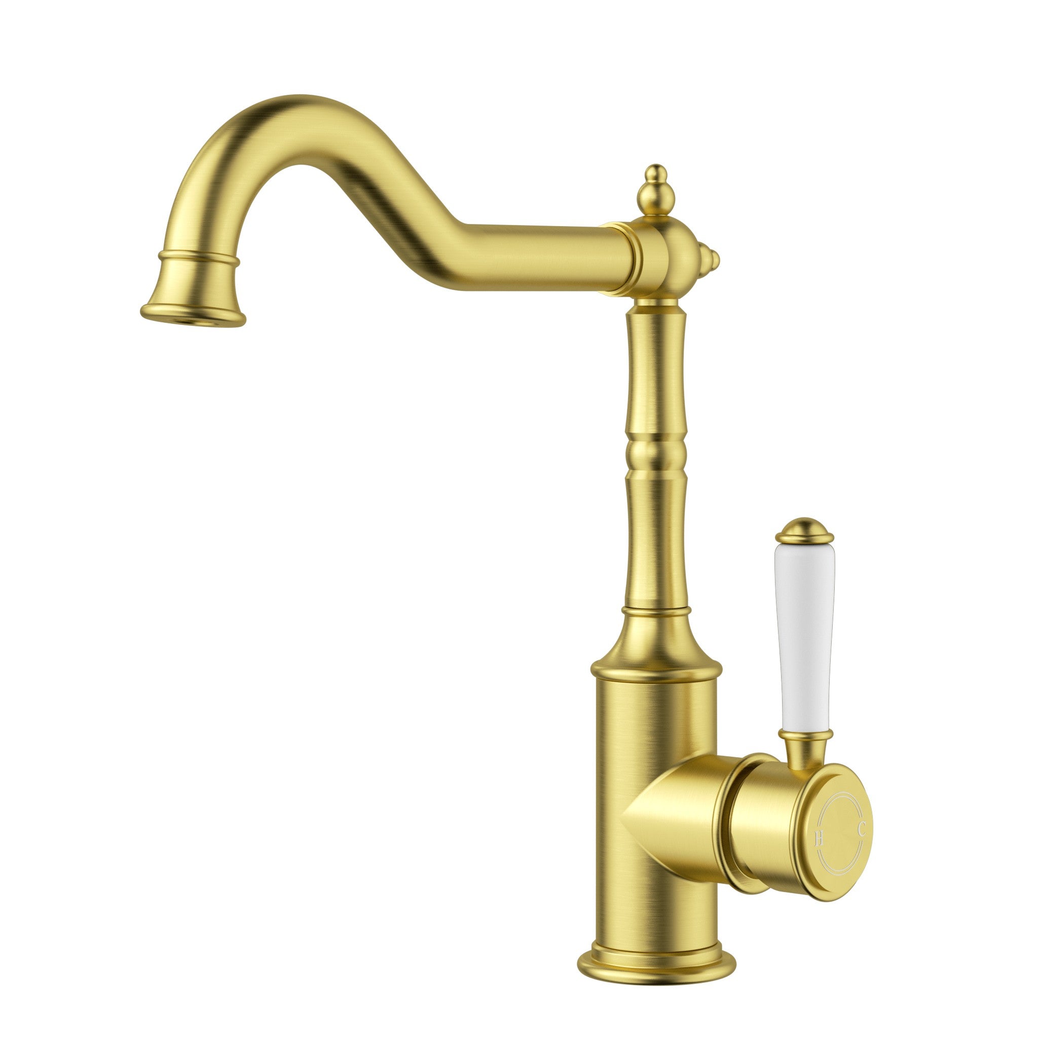 IKON CLASICO SINK MIXER 35MM BRUSHED GOLD (CERAMIC HANDLE)