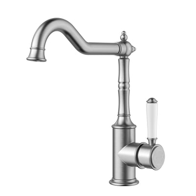 IKON CLASICO SINK MIXER 283MM BRUSHED NICKEL (CERAMIC HANDLE)