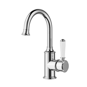 IKON CLASICO GOOSENECK BASIN MIXER 271MM CHROME (CERAMIC HANDLE)