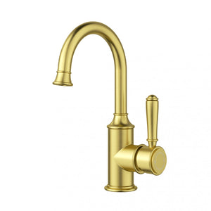 IKON CLASICO GOOSENECK BASIN MIXER 271MM BRUSHED GOLD (BRASS HANDLE)