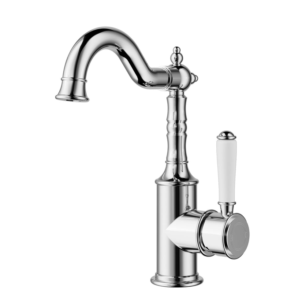 IKON CLASICO LEAD FREE BASIN MIXER 243MM CHROME (CERAMIC HANDLE)