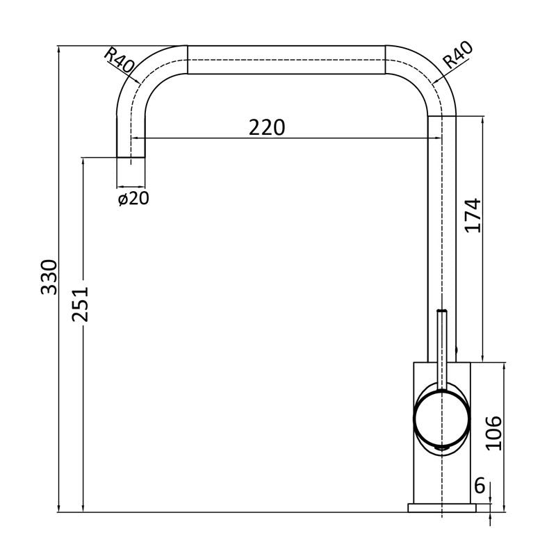 IKON HALI SQUARE NECK SINK MIXER 330MM MATTE BLACK