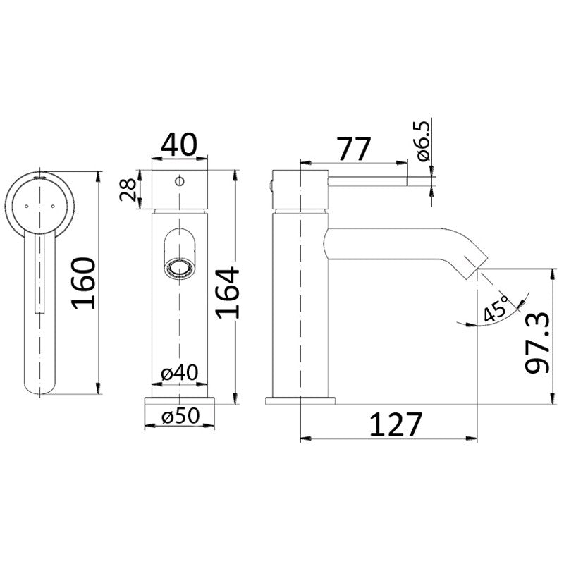IKON HALI BASIN MIXER 164MM GUN METAL