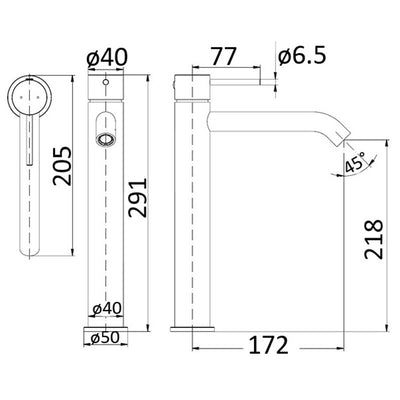 IKON HALI LEAD FREE HIGH RISE BASIN MIXER 291MM GUN METAL