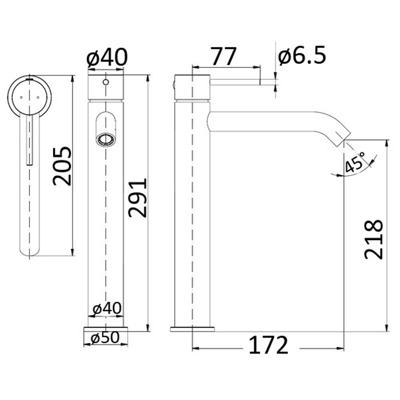 IKON HALI HIGH RISE BASIN MIXER 291MM GUN METAL
