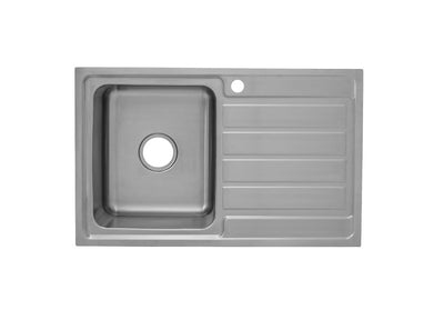 IKON SETO SINGLE BOWL & SINGLE DRAINER KITCHEN SINK-LHB CHROME 860MM