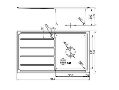 IKON SETO SINGLE BOWL & SINGLE DRAINER KITCHEN SINK-RHB CHROME 860MM