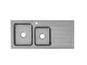 IKON SETO 1 & 3/4 BOWL & SINGLE DRAINER KITCHEN SINK-LHB CHROME 1160MM